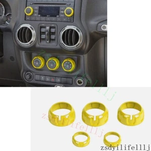5x Para Jeep Patriot 2009-2017 Consola de Coche Interruptor de CA Anillo ABS Borde Amarillo - Imagen 1 de 2