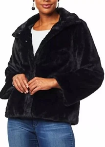 Colleen Lopez Black Faux Fur Bell Sleeve Full Zip Jacket w Pockets Size XL - Picture 1 of 14