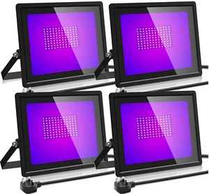 4x 100W LED UV luce nera faretto proiettore faro festa decorazione spina EU - Foto 1 di 10