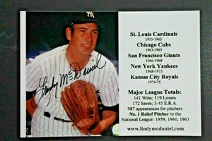Lindy McDaniel (d.2020) NY Yankees Autographed Signed 3x5 Stats Photo - Picture 1 of 3