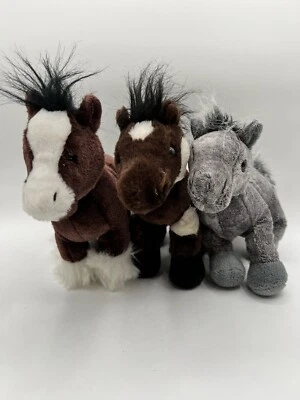 Set Of 3 Ganz Webkinz Horses. Clydesdale, Pinto, Arabian No Tags - Image 1 of 4