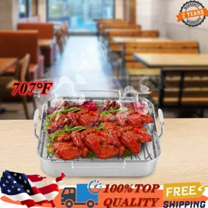 Roasting Pan with Rack 16.5 Inch Stainless Steel Rectangular Turkey Roaster Pan - Picture 1 of 21