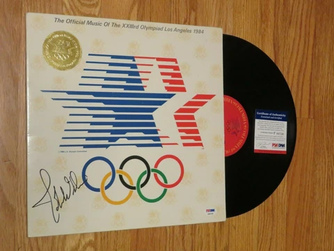 Conductor JOHN WILLIAMS signed 1984 LOS ANGELES OLYMPICS Soundtrack Record PSA Cover