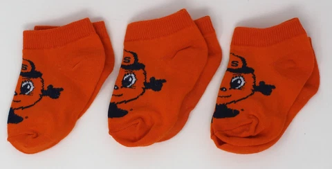 Syracuse Orange NCAA Orange w/ Mascot (*3 Pair*) 1/4 Quarter Kids Socks *Infant Cover