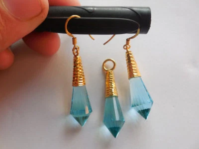 Pendiente de cuarzo azul hidro moda punta lápiz con colgante joyería Foto 1 de 3