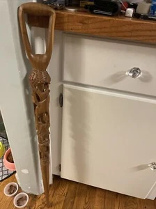 Vintage hand carved elephant & Gazelle african walking stick / cane full twisted - Picture 1 of 24