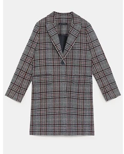NWT ZARA Womens Wool Blend Checkered Coat Size Small - Picture 1 of 2