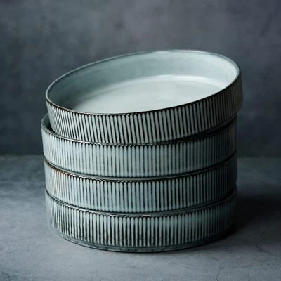 7.5” Pasta Bowl Set, Set of 4, Double Reactive Glaze, Stackable, Smoky Blue - Image 1 of 4