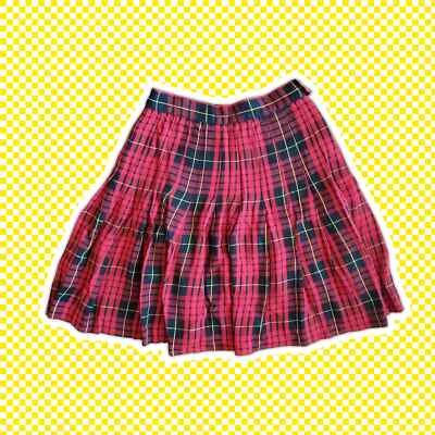 VTG 90s Rafaella Red and Black Pleated Plaid Skirt Sz 6 Foto 1 de 4