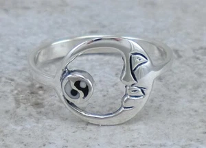 ANILLO LUNA YIN YANG PLATA ESTERLINA .925 EXÓTICO talla 10 estilo # r2610 - Imagen 1 de 2