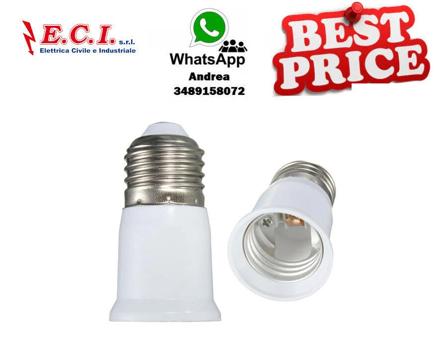 VEDI DESCRIZIONE E TITOLO Adattatore extender prolunga portalampade da E27 a E27