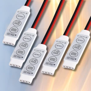 5pcs ABI 4-Pin Mini RGB LED Controller 3-Key Dimmer for LED Strip Lights 12V 24V - Picture 1 of 8