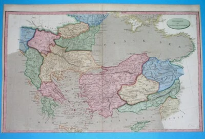 1808 ORIGINAL MAP SERBIA CYPRUS BULGARIA ROMANIA GREECE TURKEY AEGEAN ARCHIPELAG - Image 1 of 4