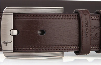 Septwolve Hombres Cinturón Cuero Vaca Pin Bloqueo Hebilla Marrón 1208900 Foto 1 de 4