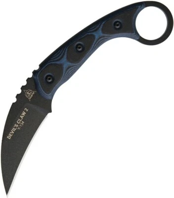 TOPS Devils Claw 2 Karambit Hawkbill Cuchillo Hoja Fija Negro y Azul Mango G10 Foto 1 de 3
