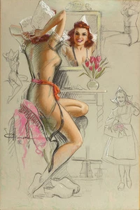 Vintage Pin Up Art 13 x 19" Photo Print - Picture 1 of 1