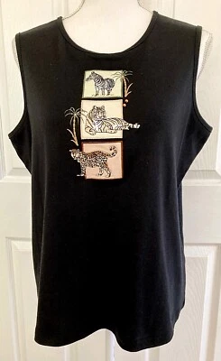 Camiseta sin mangas para mujer JASON MAXWELL bordada animales de la selva cuentas  Foto 1 de 4