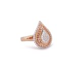 GLEAMIRE 18K Gold 0.6ct Natural Diamond  F-VVS Bezel Pear Rose Dome Ring