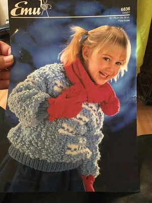 Knitting PATTERN Child’s Crew  Stocking Stitch Sweater Chunky 24” 26” 28” 30” - Image 1 of 4