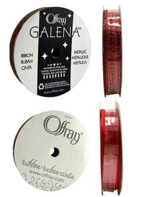 Offray Ribbon Galena Metallic Ribbon + Satin Taffeta Polyester Ribbon - Lot of 4 - Image 1 of 4