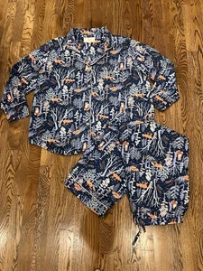 Print Fresh Indigo Fox & Folklore Flannel LS Top/Hose Pyjama Set Size XL - Bild 1 von 6