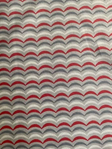Apple Jack Scallop Stripe Red Gray White by Moda fabrics 39516 19 ~By The Yard - Picture 1 of 1