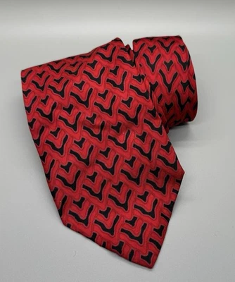 Corbata de cuello vintage Givenchy Gentlemen Paris 100 % seda roja y negra **agujeros pequeños Foto 1 de 4