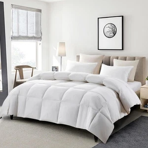 Serta Goose Feather Down Fiber Cotton Comforter King Size - 100% King, White - Picture 1 of 9