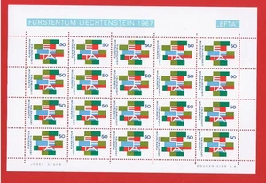 Liechtenstein #425 MNH OG sheet of 20 EFTA Free S/H - Picture 1 of 1