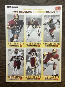 McDonalds Ltd. 1993 Edizione GameDay Carte da Collezione WASH REDSKINS Fogli 1-3 - Foto 1 di 6