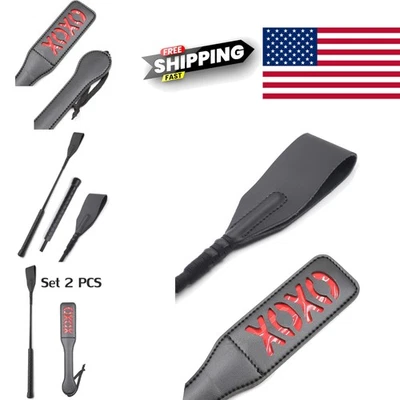 Juego de Cultivos de Caballo de Paleta de Cuero Sintético 18 Pulgadas Rojo y Negro Equipo Ecuestre Duradero Foto 1 de 4