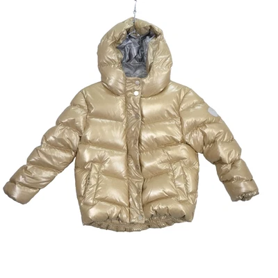 Bonpoint Girls Puffer Jacket Gold Duck Down con cappuccio bambini designer età 6 anni - Immagine 1 di 4