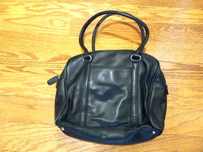 Vintage Talbots Black Genuine Leather Bag Woven Satchel Shoulder Bag Handbag - Image 1 of 2