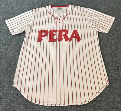 Swingster VTG Baseball Softball Jersey Red Pinstripe Henley “Ball Hawg” Mens XL - Image 1 of 4