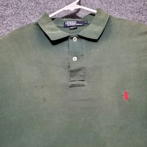 Vintage Polo Ralph Lauren Shirt Mens Large Green USA Made Distressed 90s Y2K - Picture 1 of 11