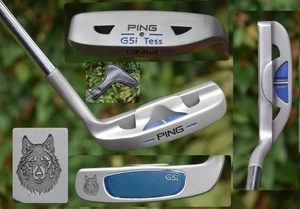 CUSTOM Satin Gray Ping G5i Insert Tess Putter Napa 8802 Engraved WOLF DOG Design - Picture 1 of 21