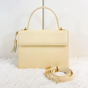 Auténtico bolso bandolera de cuero marfil Valentino Garavani de 2 vías - Imagen 1 de 10