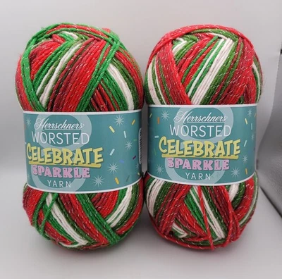 Herrschners Worsted Christmas Sparkle Yarn, Lot of 2 Color is Merry & Bright NEW - Image 1 of 3