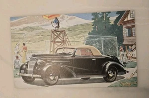 Seltene Vintage Chevrolet 1937 Cabriolet Postkarte Cabrio Tennisplätze schön - Bild 1 von 2