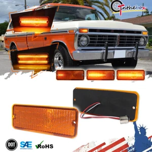 Par de luces de señal de giro de parrilla delantera ámbar de 2 piezas DRL para Ford F-100 1974-1977 - Imagen 1 de 11