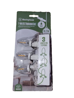 Westinghouse 3 Light Bulb on a String LED C7 Fuse 8 ft Christmas Tree Village - Image 1 of 4