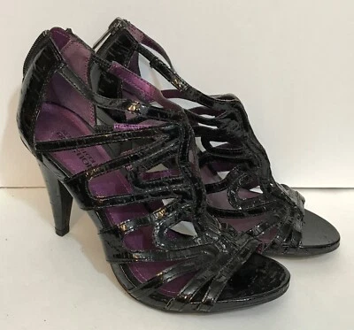 Sandalia Kenneth Cole REACTION Negra One 2 Know Tacón Alto Cremallera 7.5M Foto 1 de 4