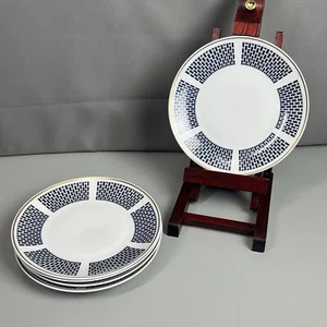 Lichte Echt Kobalt Porcelain Salad Plates Blue Echt Design w/ Gold Trim Set of 5 - Picture 1 of 22