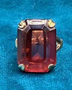 Vintage AVON RING Smaragdschliff Amethyst Farbstein vergoldet Gr. 4 1/2 - #14 - Bild 1 von 7