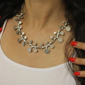 Ethno Style Silber kette Zamak Schmuck, Halskette Collier Made in Europe - Picture 1 of 13