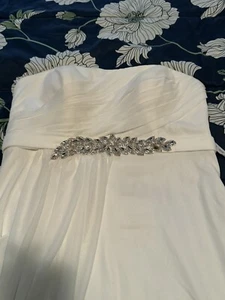 Preowned White Wedding Dress Size 12 Strapless - Picture 1 of 18