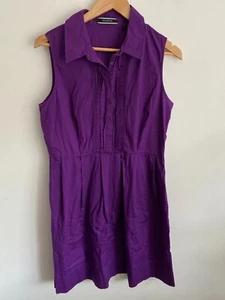 Basque Dress Womens Size 12 Purple Buttons Pintuck Sleeveless Collared Layered - Bild 1 von 17