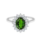 Carillon Style 10k White Gold Chrome Diopside Oval Cut Christmas Ring