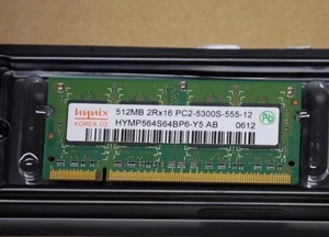 HYNIX RAM MEMORY DDR2 512Mb 2RX16 PC2-5300S-555-12 HYMP564S64CP6-Y5 AB - Picture 1 of 2