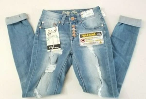 Indigo Rein Women's High Rise Ripped Blue Jeans Size 0 NWT $49.00 - Picture 1 of 3